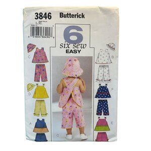 Butterick 3846 Infants Top Shorts Pants Hat Size L XL Easy Sewing